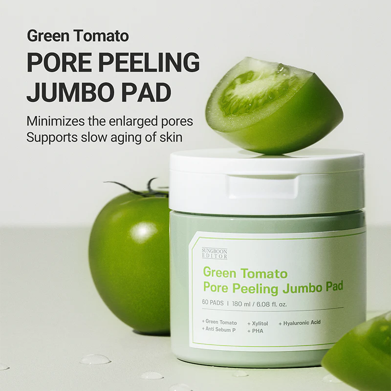 SUNGBOON EDITOR Green Tomato Pore Peeling Jumbo Pad My Korean BeautyKorean skincare Glow up