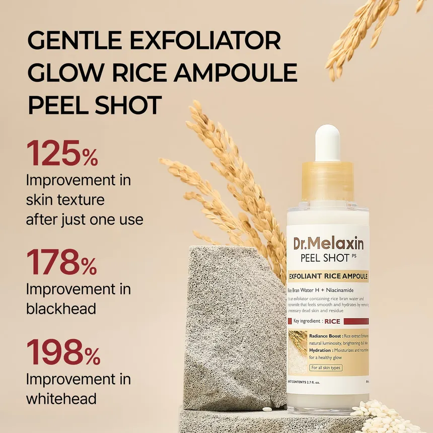Dr.Melaxin Peel Shot Exfoliant Rice Ampoule My Korean BeautyKorean skincare Glow up
