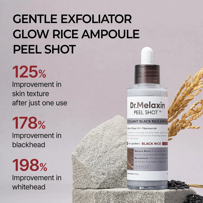 Dr.Melaxin Peel Shot Exfoliant Black Rice Ampoule My Korean BeautyKorean skincare Glow up