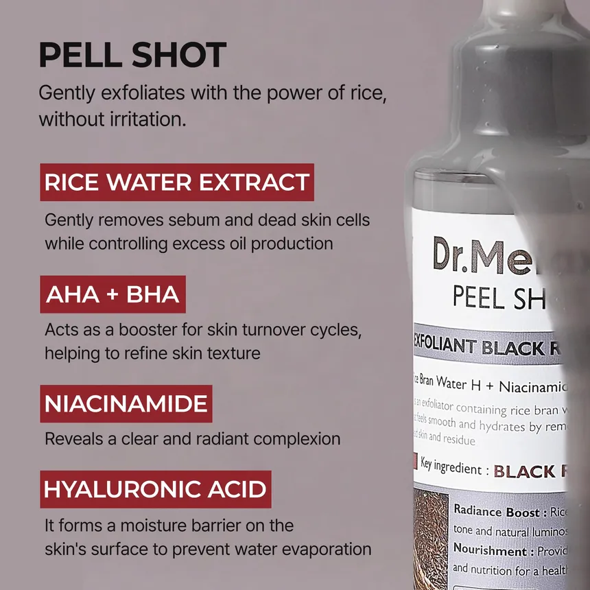 Dr.Melaxin Peel Shot Exfoliant Black Rice Ampoule My Korean BeautyKorean skincare Glow up