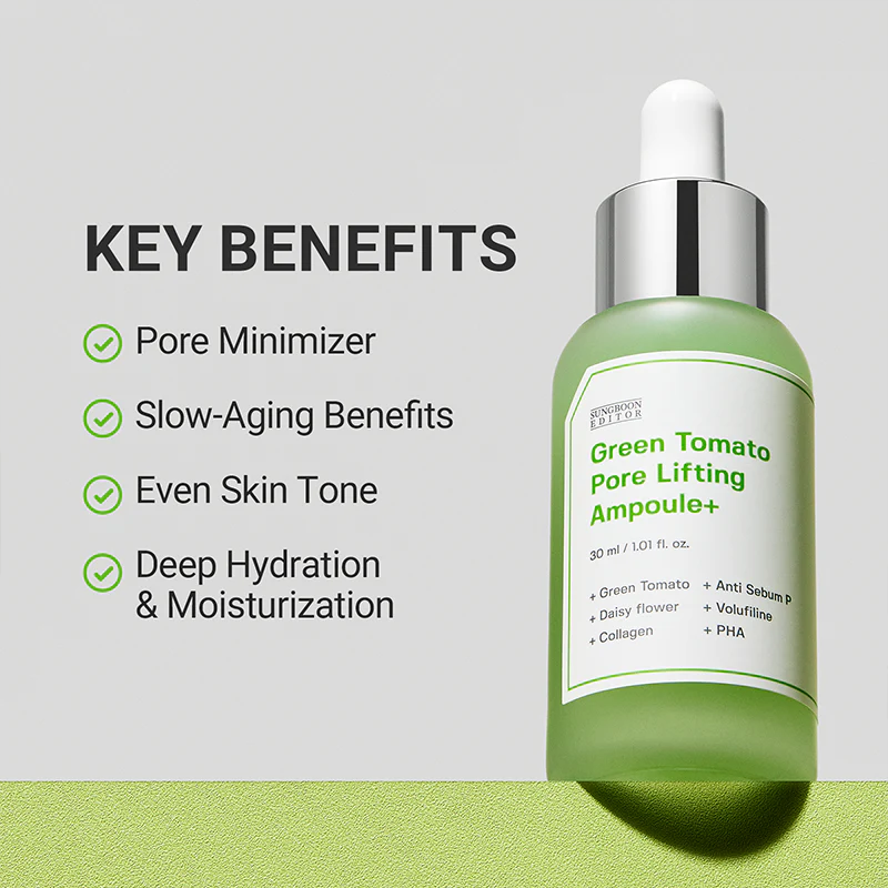 SUNGBOON EDITOR Green Tomato Pore Lifting Ampoule+ My Korean BeautyKorean skincare Glow up