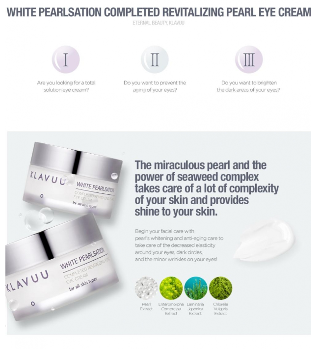 KLAVUU Crème pour les yeux revitalisante aux perles blances Korean Beauty & Healthy LTD