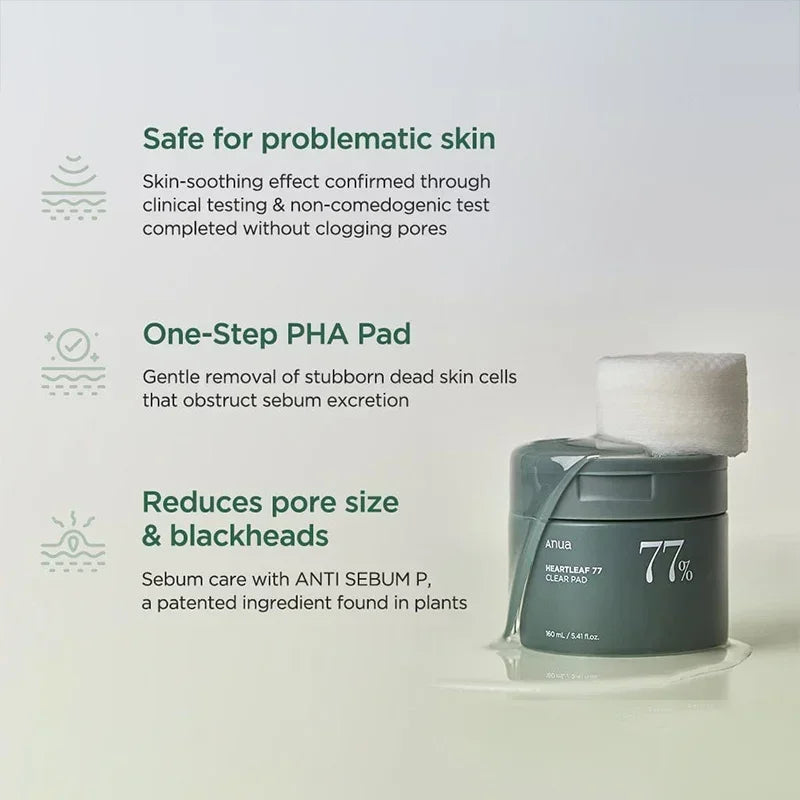 Anua Pads transparentes à 77 % Heartleaf Korean Beauty & Healthy LTD