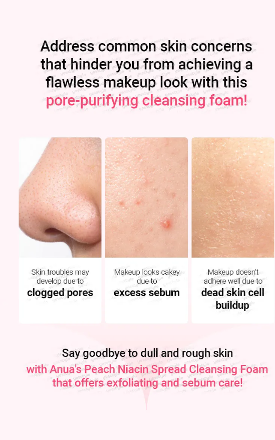 Anua - Peach Niacin Spread Cleansing Foam - Mousse nettoyante éclaircissante My Korean BeautyKorean skincare Glow up