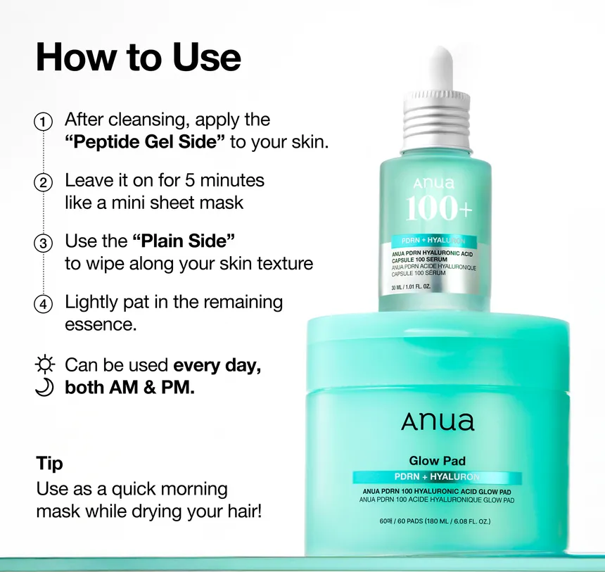 Anua PDRN 100 Hyaluronic Acid Glow Pad My Korean BeautyKorean skincare Glow up